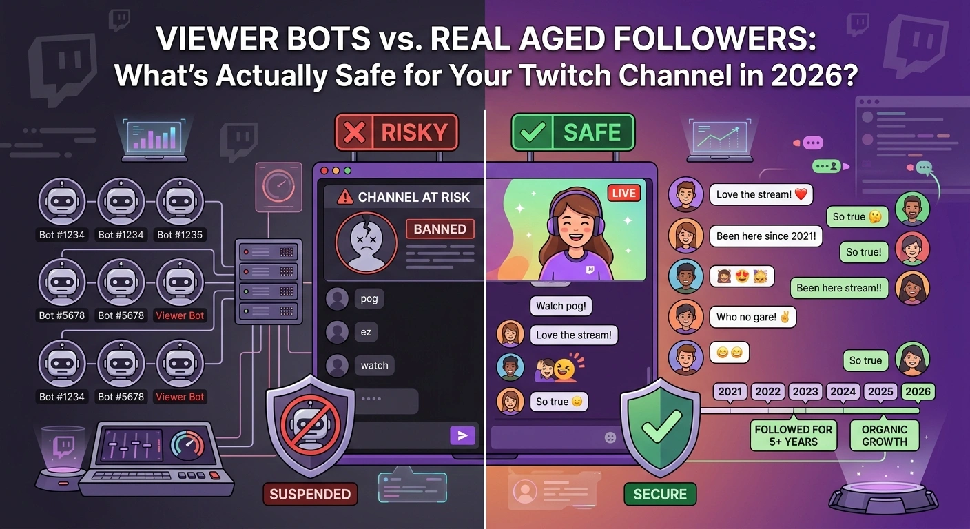 Viewer Bots vs. Real Aged Followers: What's Actually Safe for Your Twitch Channel in 2026?